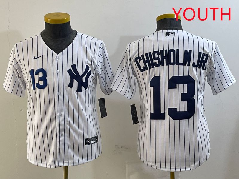 Youth New York Yankees #13 Chisholm jr White Stripe Game 2025 Nike MLB Jersey style 6